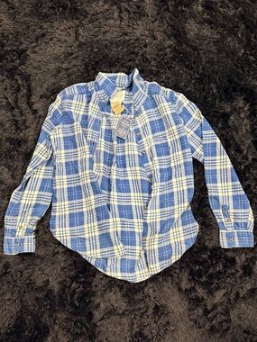 American Eagle Outfitters Blue and White Plaid Shirt